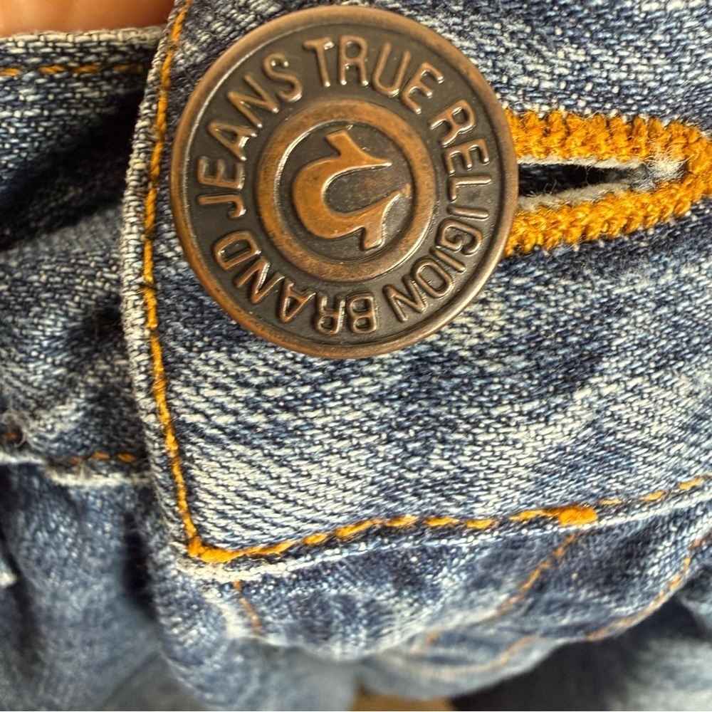 True Religion Geno Jeans Men's Size 30 (32X34) Blue Relaxed Slim No Flap - Picture 10 of 13